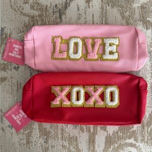 Pink and Red Cosmetic Bags with LOVE and XOXO